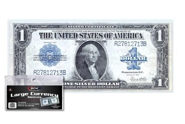 BCW Currency Sleeves - Large Sized US Bill  100 Pk