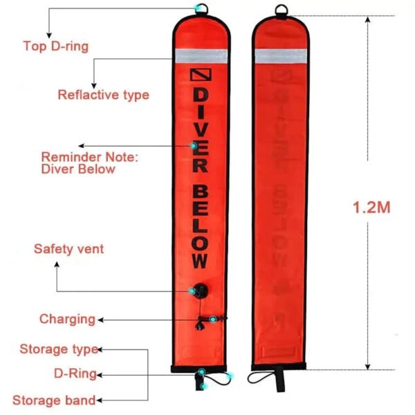 Dive Safety 120cm Surface Marker Buoy Pink - Image 3