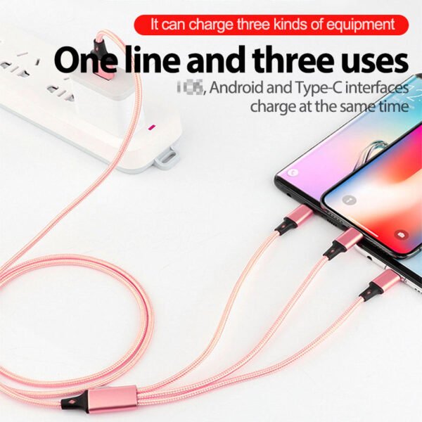 3 in 1 Super Phone Charge and Data Cable for Iphone Samsung  Huawei - 1.2 M Cable - Image 4
