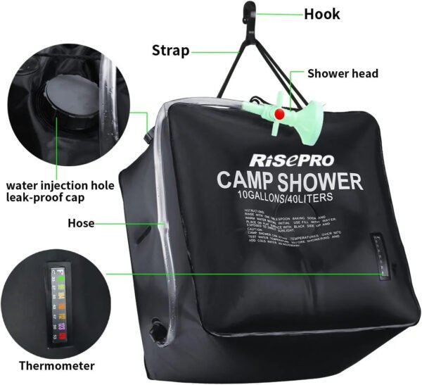 Solar Camping Shower 40L / 10 galons - Image 3