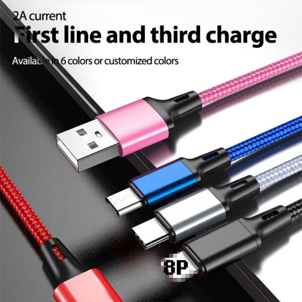 3 in 1 Super Phone Charge and Data Cable for Iphone Samsung  Huawei - 1.2 M Cable - Image 3