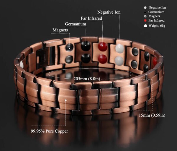 Double Row Bio Elements Energy Germanium Bracelet Black - Image 9