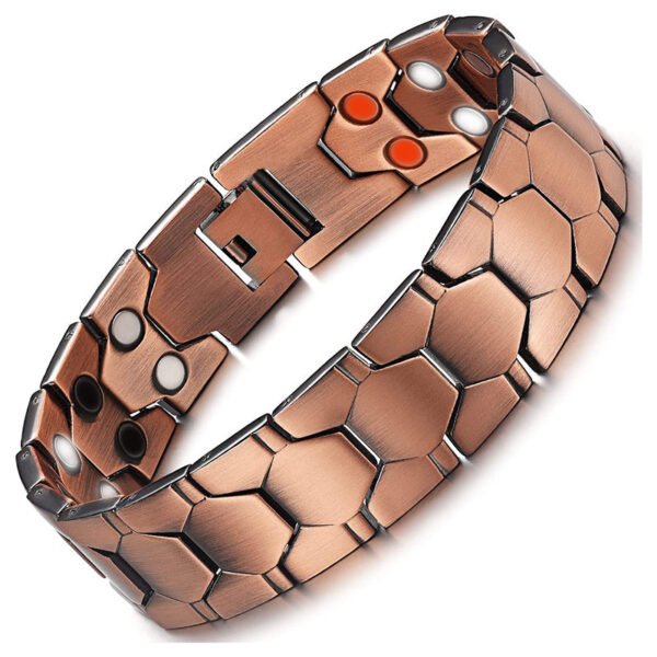Mens Vintage Red Copper Double Row Magnetic Healthcare Bracelet - Image 3
