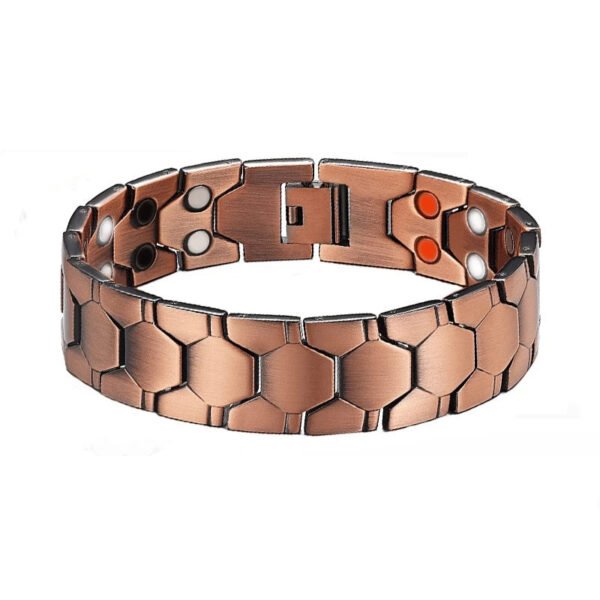 Mens Vintage Red Copper Double Row Magnetic Healthcare Bracelet - Image 4