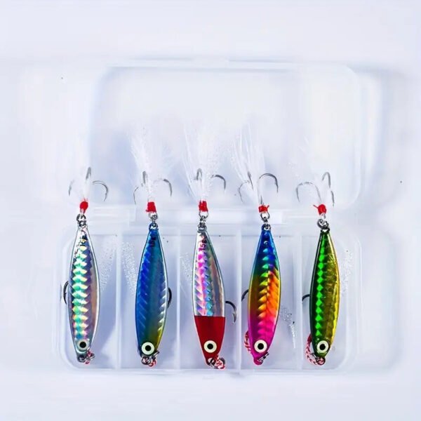 5 x 20 gram Lures with Tackle Box for Trout Salmon Kahawai - Image 3